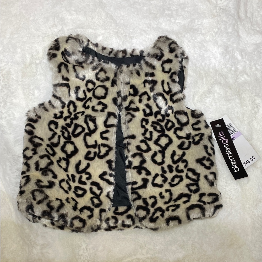 NWT Bloomie’s Girls Leopard Print Faux Fur Vest, Size 9M